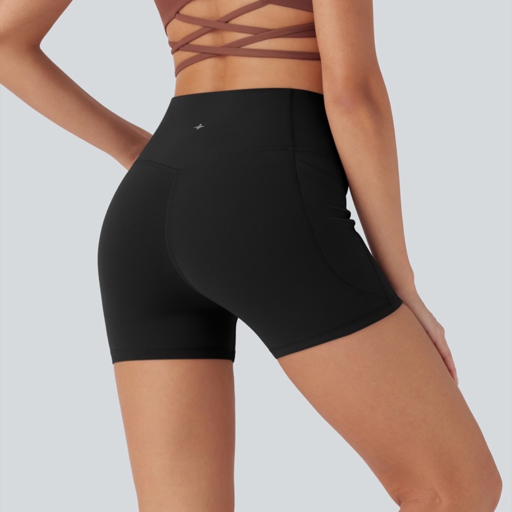 HALARA Women's Black Ultrasculpt High Rise Tummy Control Biker Shorts